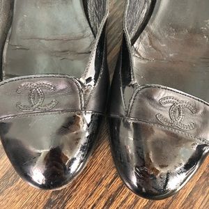 Black patent Chanel ballet flats size 39.5